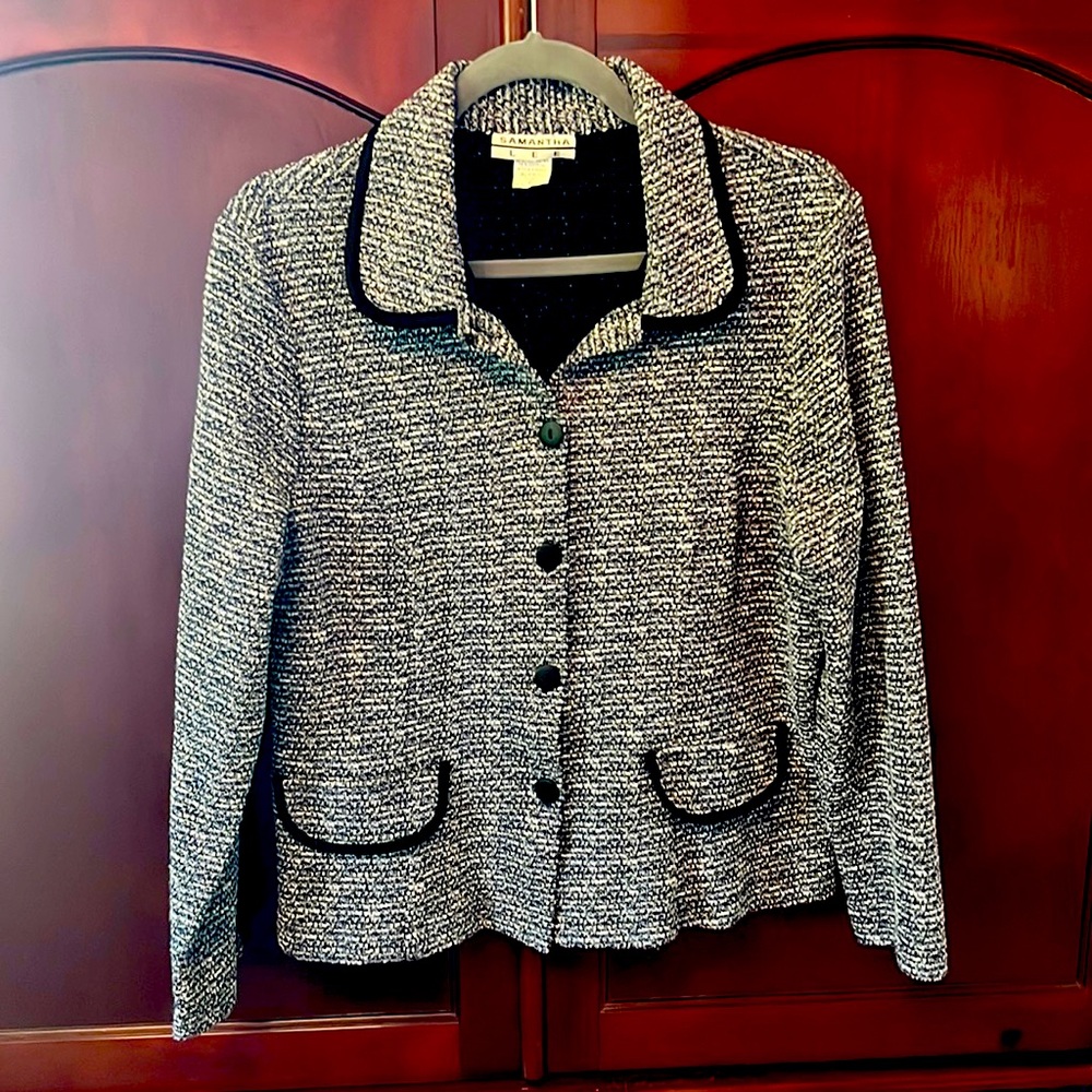 💙 Samantha Lee blazer in blue/black boucle fabric - XL - see photos